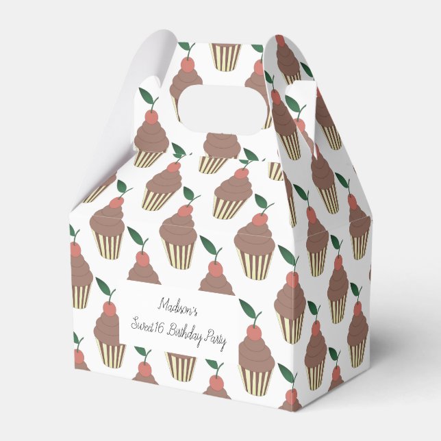 illusima Chocolate Frosting Cupcakes Sweet 16 Favor Boxes (Front Side)