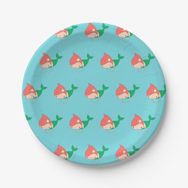 illusima Cotton Candy Mermaid Paper Plates (Front)