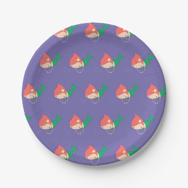 illusima Cotton Candy Mermaid Paper Plates (Front)