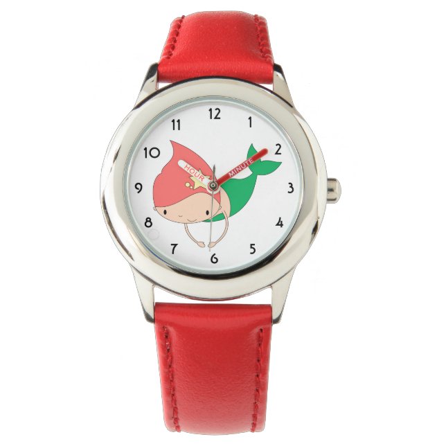 illusima Cotton Candy Mermaid Red Kids Watch (Front)
