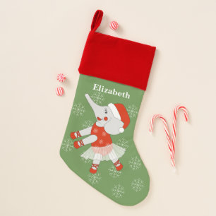 illusima Elephant Christmas Snowflakes Green Stocking