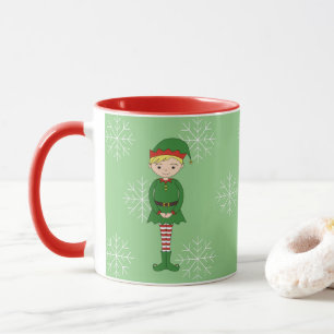 illusima Elf Boy Christmas Snowflakes Light Green Mug