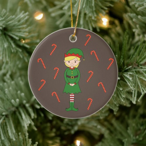 illusima Elf Girl Christmas Brown Special Ceramic Ornament