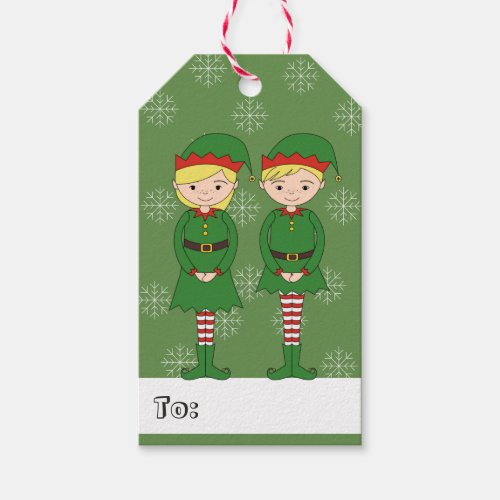 illusima Girl and Boy Elf Christmas Snowflakes Gift Tags