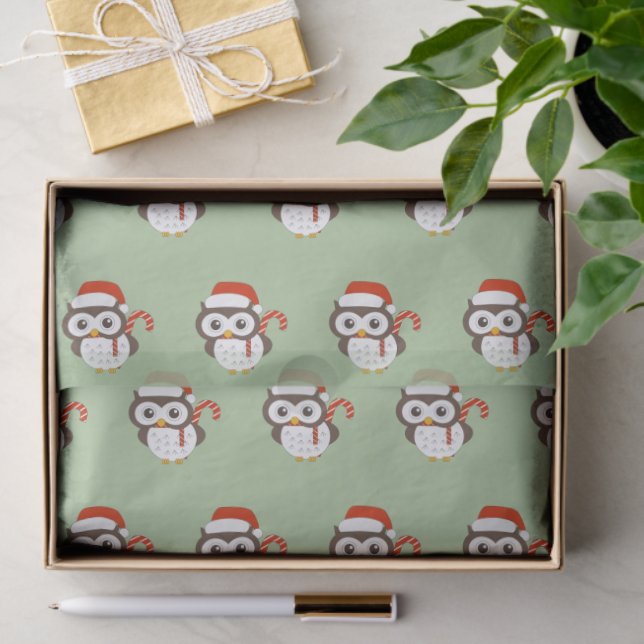 illusima Mr Owl Christmas Light Green Tissue Paper (Gift)