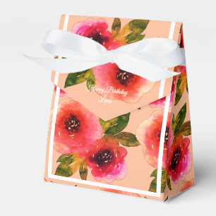 illusima Pink Red Flower Watercolor Birthday Gift/ Favor Boxes