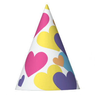illusima Rainbow Big Love Hearts White Party Hat