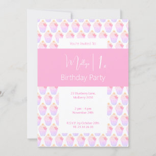 illusima Rainbow Cupcakes 1st Birthday Party Invitation