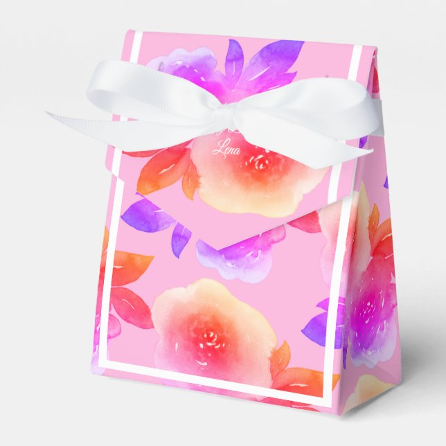 illusima Rainbow Flower Pattern Birthday Gift/ Fav Favor Boxes (Front Side)