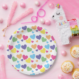 illusima Rainbow Love Hearts Party Paper Plates