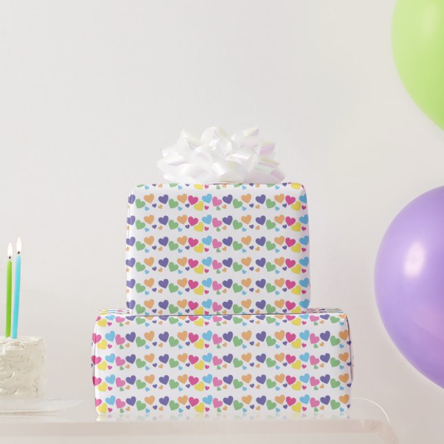 illusima Rainbow Love Hearts Party Wrapping Paper (Party Gifts)
