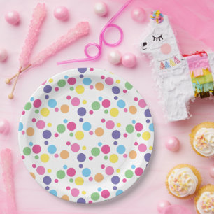 illusima Rainbow Spots and Dots Party Paper Plates