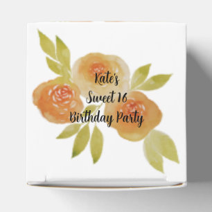 illusima Watercolour Apricot Roses Sweet 16 Favor Boxes
