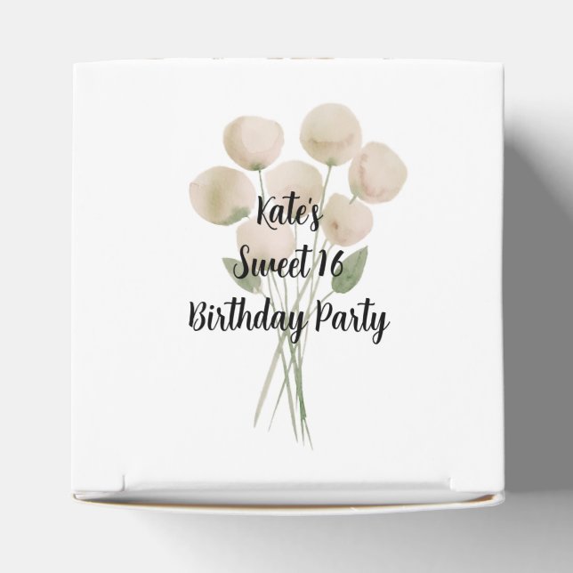 illusima Watercolour Peonies Sweet 16 Favor Boxes (Top)
