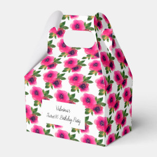 illusima Watercolour Pink Roses Sweet 16 Favor Boxes