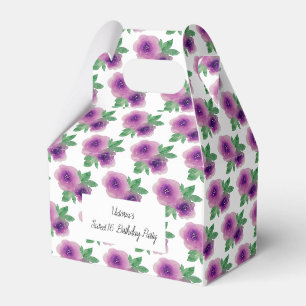 illusima Watercolour Purple Roses Sweet 16 Favor Boxes