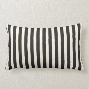 Illusion Stripes Vertical Pattern Black and Cream Lumbar Pillow