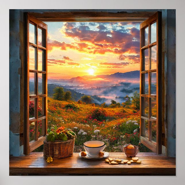 Illusion Window Landscape Nature Scenery Wall Deco Poster (Front)