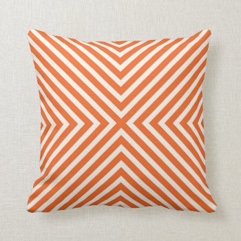 Illusion X Pattern Stripes In Orange And Cream Throw Pillow by AnyTownArt at Zazzle