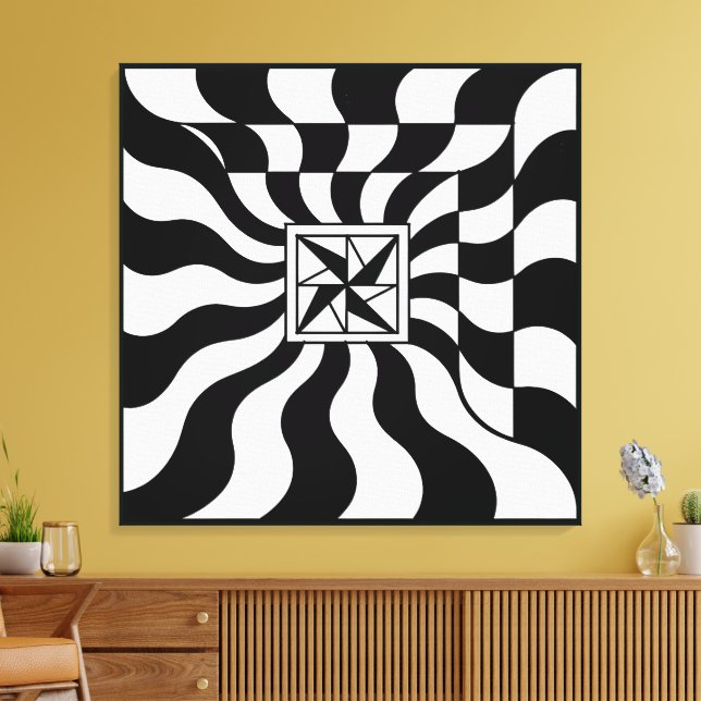 Illusionary Square | Modern Canvas Print (Insitu(LivingRoom))