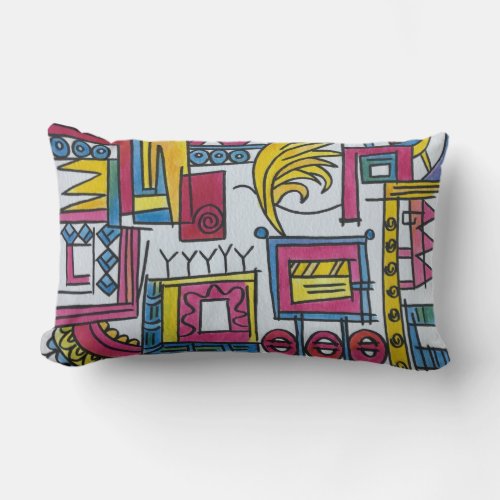 Illusory_Whimsical Abstract Art Lumbar Pillow
