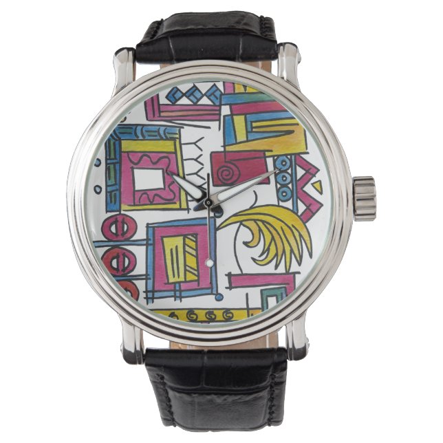Illusory-Whimsical Abstract Watercolor Art Watch (Front)