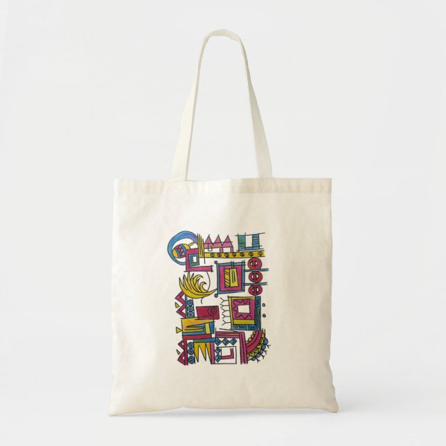 Illusory-Whimsical Hand Painted Abstract Art Tote Bag (Front)