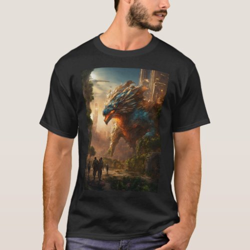 Illustrate a majestic t_shirt design with a crysta