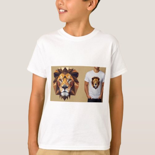 Illustrate a modern geometric lion T_Shirt