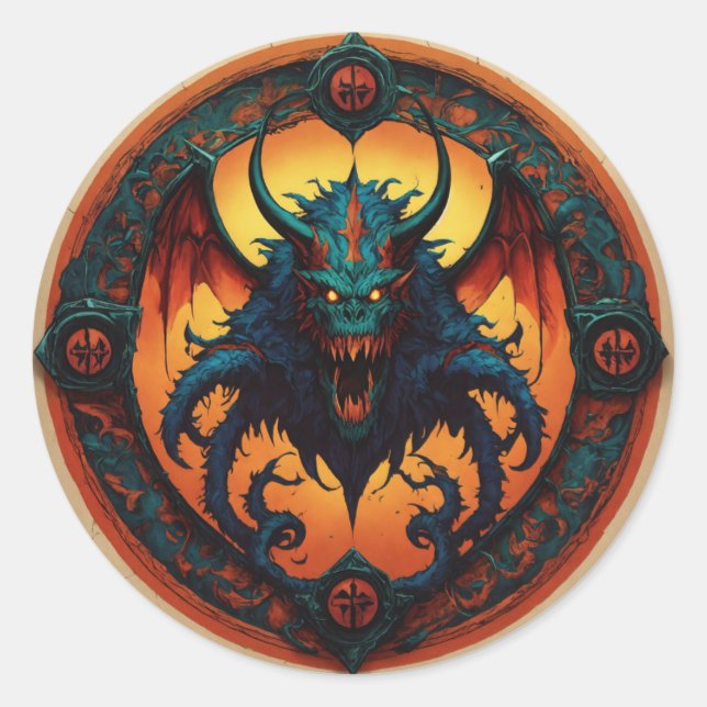 Illustrate a powerful esports emblem classic round sticker (Front)