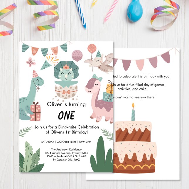 Illustrate art, Pastel color Dinosaur brithday Invitation (Creator Uploaded)