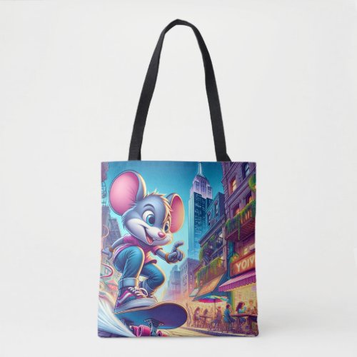   Illustrate Puff Puff Mouse engaging in a thril Tote Bag