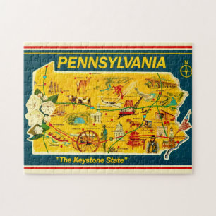 Illustrated 11x14 Pennsylvania Map  Jigsaw Puzzle