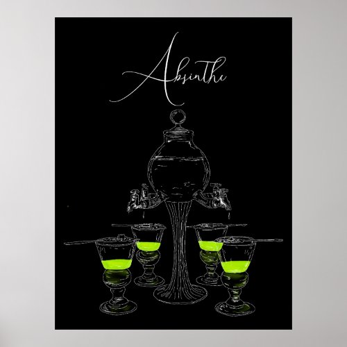 Illustrated Absinthe Set Poster