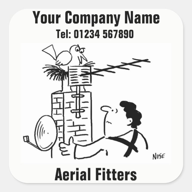 Illustrated Aerial Fitter Square Sticker (Front)
