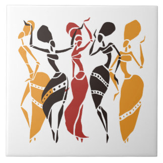 Illustrated African dancers background Ceramic Tile