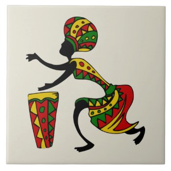 Illustrated African Drummer Ceramic Tile by paul68 at Zazzle