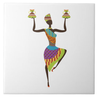 Illustrated African women background Ceramic Tile