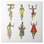 Illustrated African women background Ceramic Tile<br><div class="desc">African illustrated women and men drawing background</div>