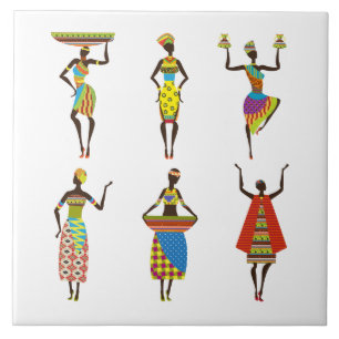 Illustrated African women background Ceramic Tile