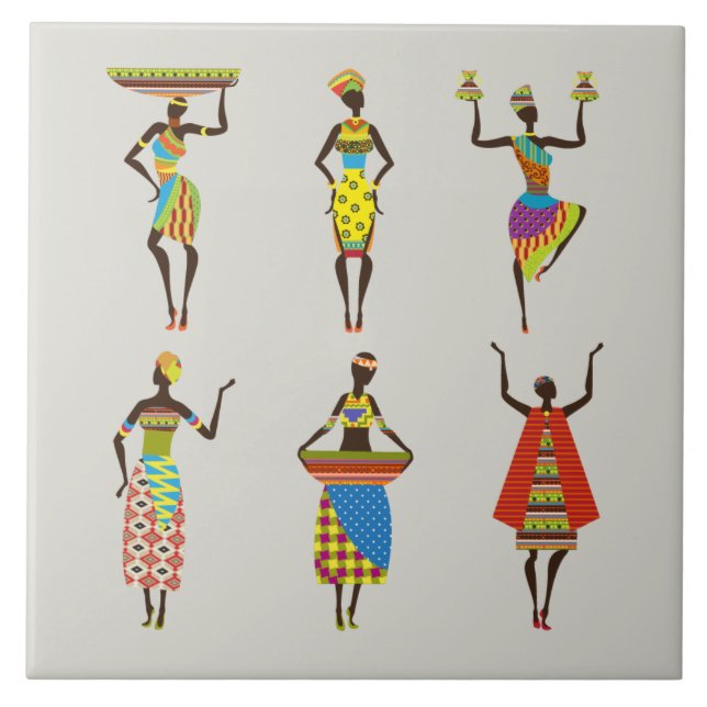 Illustrated African Women Ceramic Tile (Front)