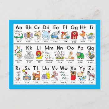 Illustrated Alphabet Animals Postcard by paul68 at Zazzle