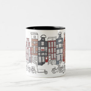 Illustrated Amsterdam and Bikes Mug