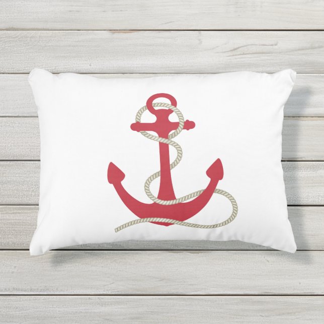 Illustrated anchor backround outdoor pillow (Front)