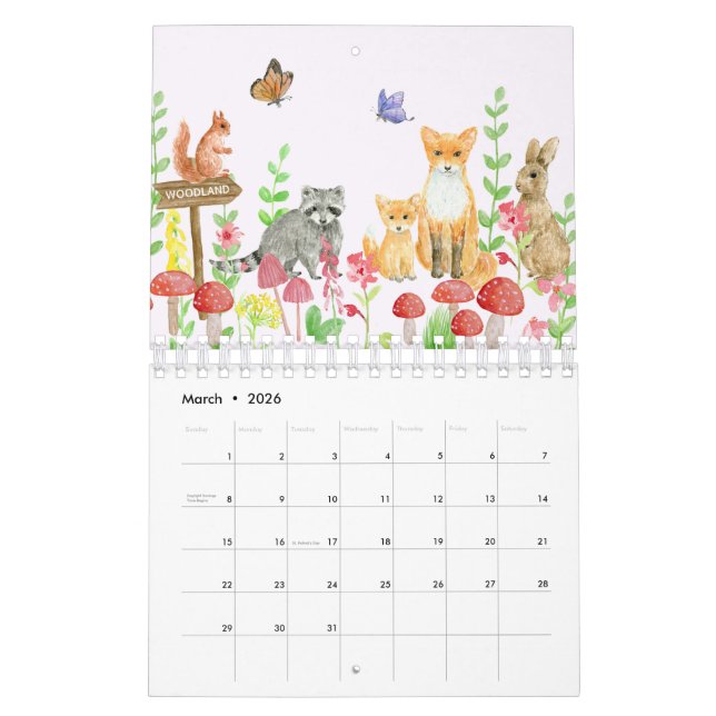 Illustrated Animal Family Calendar (Mar 2026)