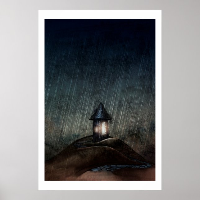 Illustrated Art Poster "Warm When It Rains" (Front)