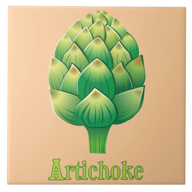 Illustrated Artichoke Decorative Kitchen Tile (Front)
