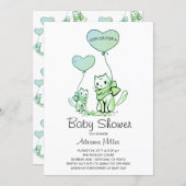 Illustrated Baby Shower Kittens And Balloons Invitation (Front/Back)