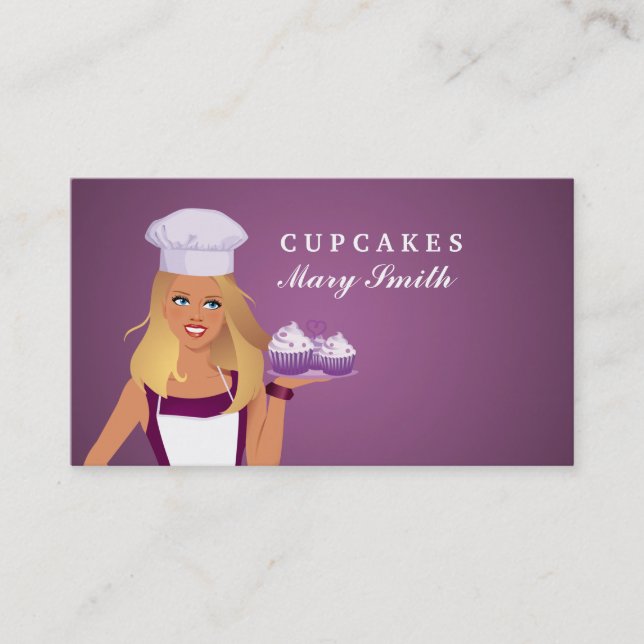 Illustrated Baker Business Card Blonde Style (Front)