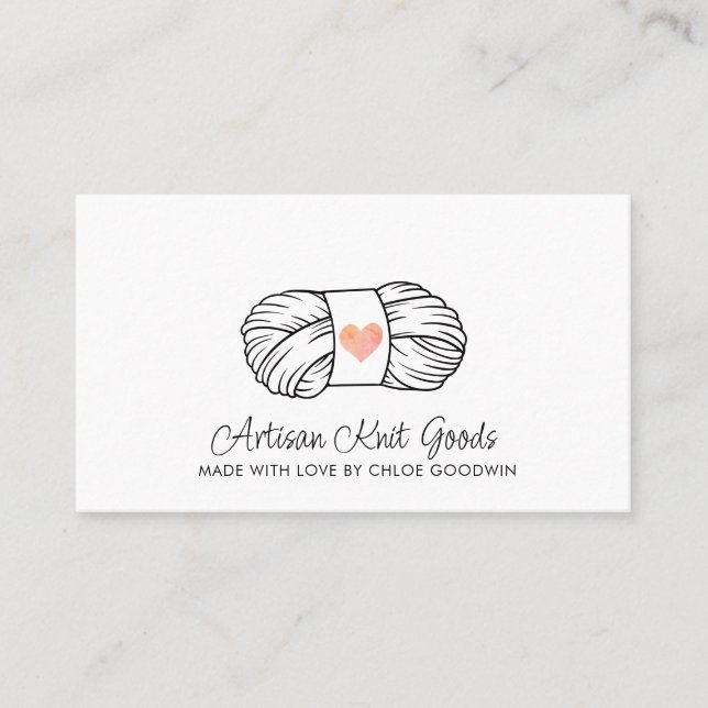 Illustrated Ball Of Yarn Knitting Business Business Card (Front)
